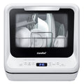 White Mini Dishwasher with 6 Programs Dual Spray System