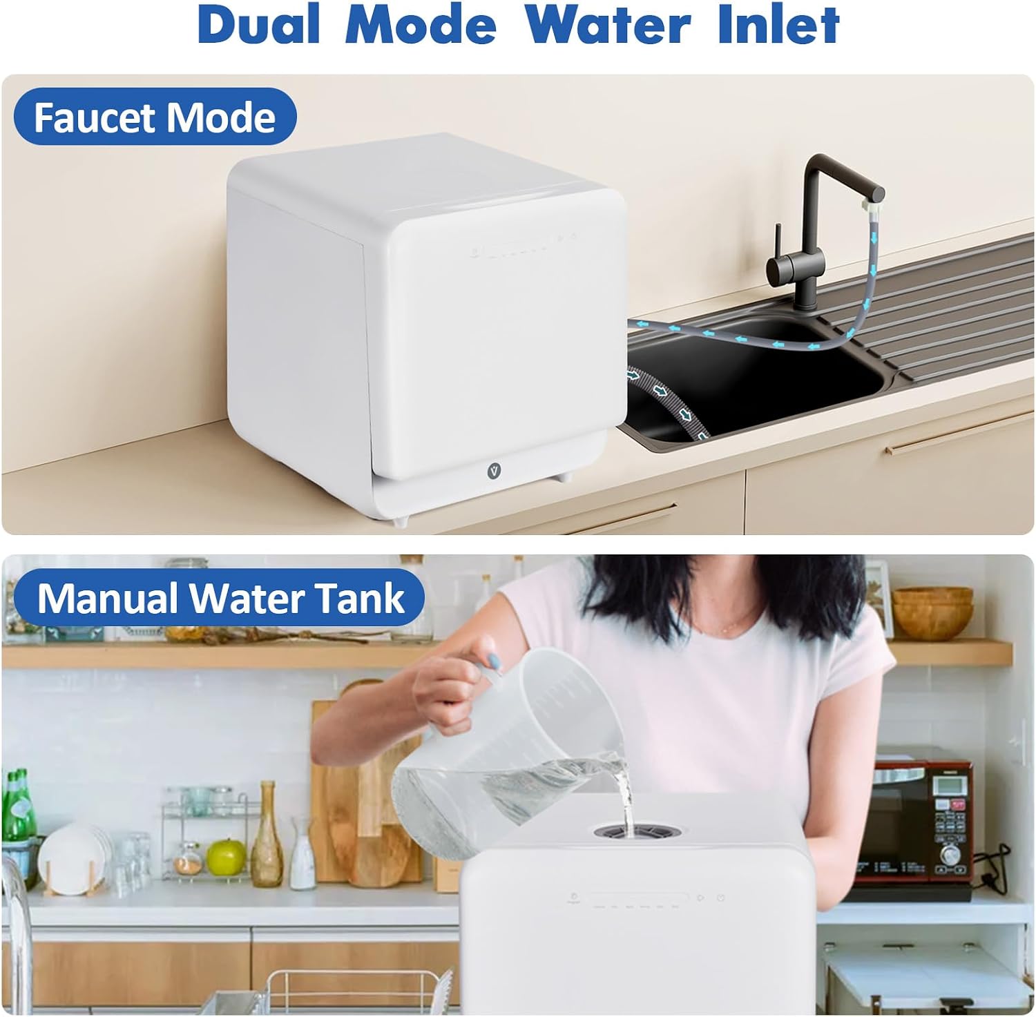 Compact Countertop Portable Dishwasher 6 Washing Programs